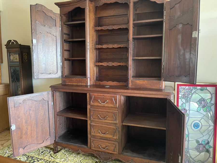 Antique Wooden Buffet And Hutch China Cabinet Client Paid Over $4,000 [Photo 12]