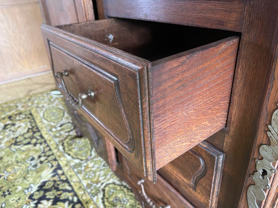 Antique Wooden Buffet And Hutch China Cabinet Client Paid Over $4,000 [Photo 15]