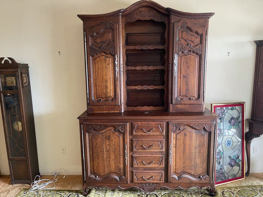 Antique Wooden Buffet And Hutch China Cabinet Client Paid Over $4,000 [Photo 3]
