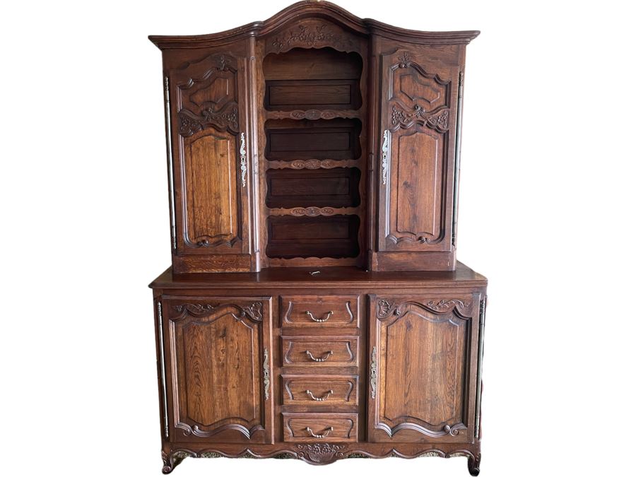 Antique Wooden Buffet And Hutch China Cabinet Client Paid Over $4,000