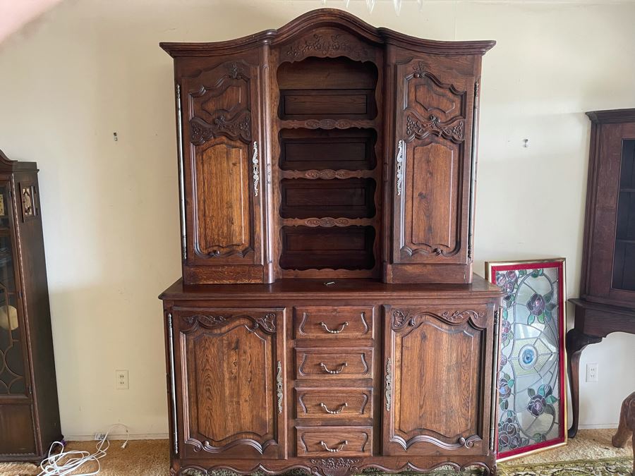 Antique Wooden Buffet And Hutch China Cabinet Client Paid Over $4,000 [Photo 2]