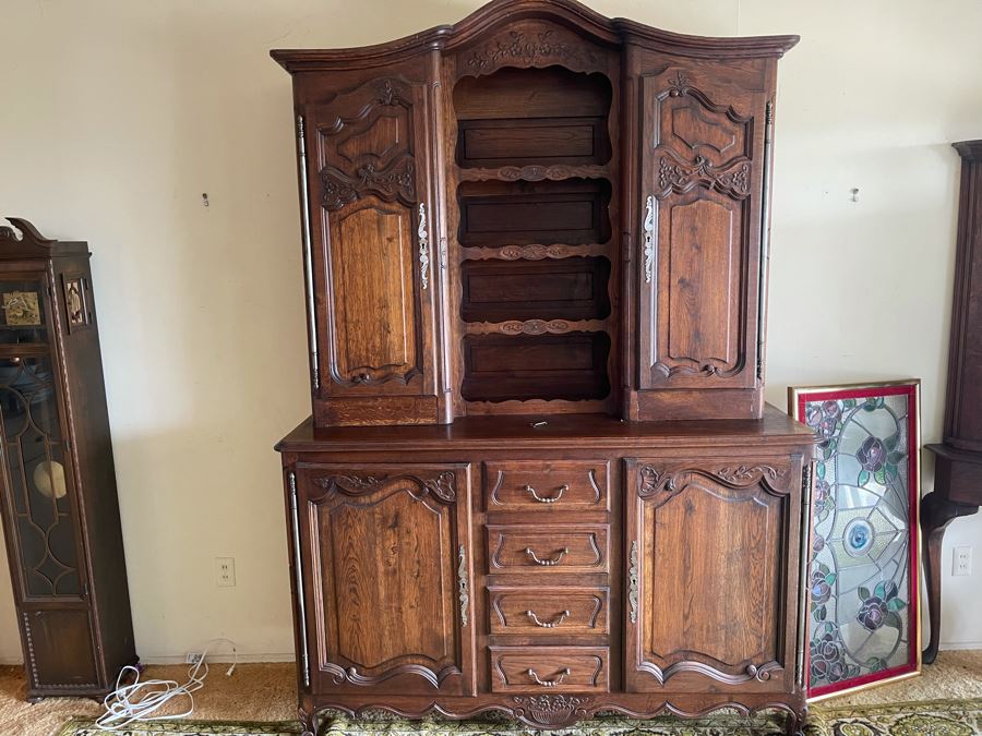 Antique Wooden Buffet And Hutch China Cabinet Client Paid Over $4,000 [Photo 5]