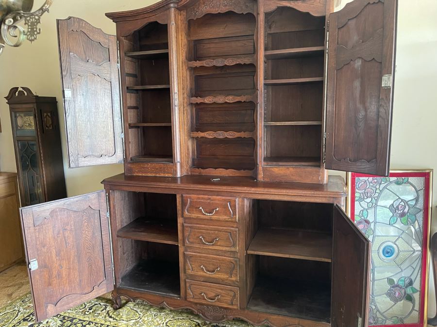 Antique Wooden Buffet And Hutch China Cabinet Client Paid Over $4,000 [Photo 11]