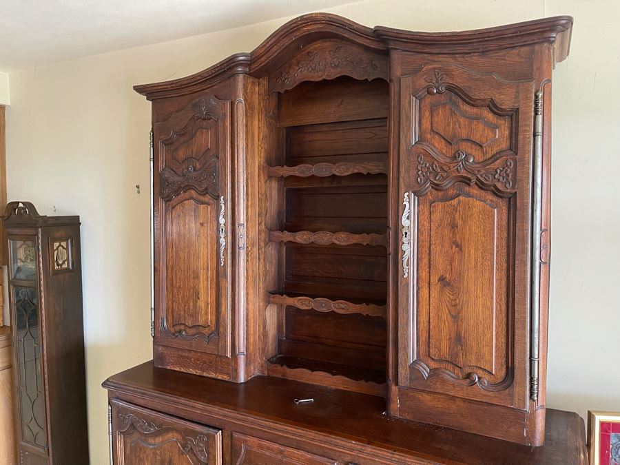 Antique Wooden Buffet And Hutch China Cabinet Client Paid Over $4,000 [Photo 10]