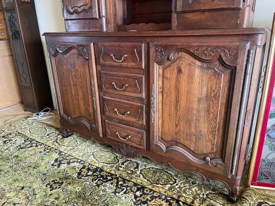 Antique Wooden Buffet And Hutch China Cabinet Client Paid Over $4,000 [Photo 9]