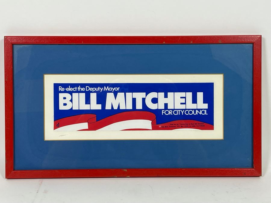 Framed Bill Mitchell For City Council Political Bumper Sticker Framed 16 X 9 [Photo 2]