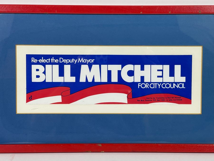 Framed Bill Mitchell For City Council Political Bumper Sticker Framed 16 X 9 [Photo 4]