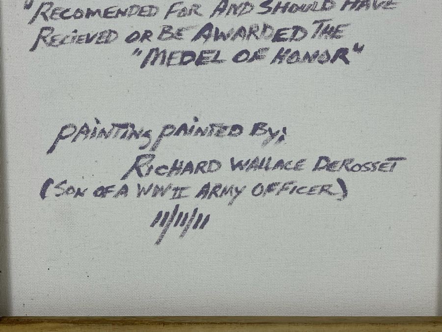 Original Painting By Richard W. DeRosset Reenacting Scene From The Battle Of Soisson July 1918 In France Titled “No Mans Land” - See Photos For Full Description Of Historical Painting 28 X 20 [Photo 14]