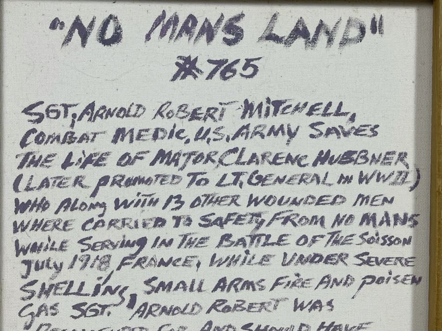 Original Painting By Richard W. DeRosset Reenacting Scene From The Battle Of Soisson July 1918 In France Titled “No Mans Land” - See Photos For Full Description Of Historical Painting 28 X 20 [Photo 12]