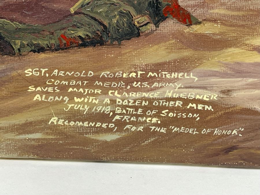 Original Painting By Richard W. DeRosset Reenacting Scene From The Battle Of Soisson July 1918 In France Titled “No Mans Land” - See Photos For Full Description Of Historical Painting 28 X 20 [Photo 10]