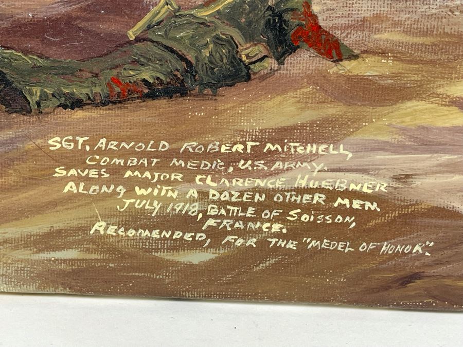 Original Painting By Richard W. DeRosset Reenacting Scene From The Battle Of Soisson July 1918 In France Titled “No Mans Land” - See Photos For Full Description Of Historical Painting 28 X 20 [Photo 3]