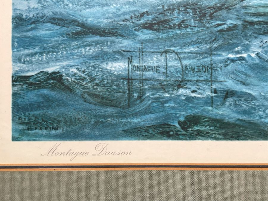 Vintage 1966 Sailing Ship Print Titled “The Action Between Java And Constitution Dec 1812” By Montague Dawson Published By Frost & Reed Of London, England Framed 40 X 31 [Photo 5]