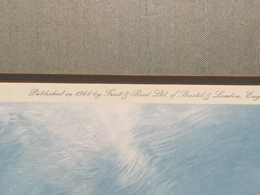 Vintage 1966 Sailing Ship Print Titled “The Action Between Java And Constitution Dec 1812” By Montague Dawson Published By Frost & Reed Of London, England Framed 40 X 31 [Photo 7]