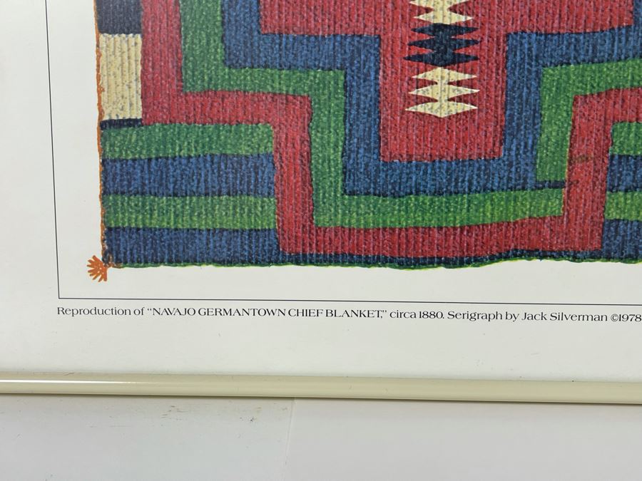 Vintage 1986 Poster Navajo Germantown Chief Blanket An Archival Study By Jack Silverman Santa Fe, New Mexico Framed 36 X 24 [Photo 7]