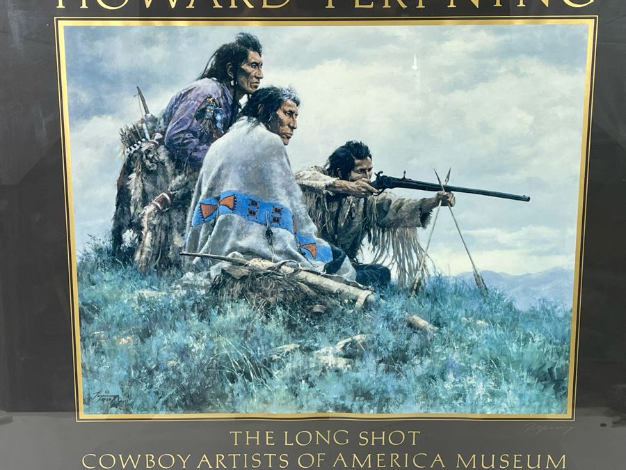 Hand-Signed Howard Terpning Poster The Long Shot From Cowboy Artists Of America Museum Kerrville, TX 28 X 28 [Photo 5]