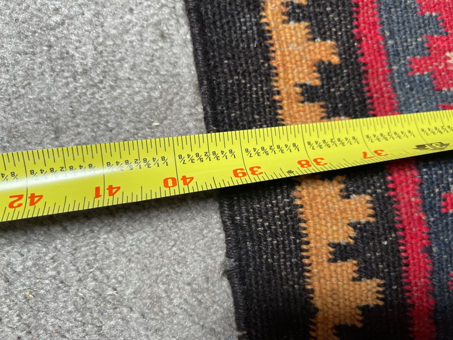 Vintage Hand Knotted Wool Geometric Pattern Kilim Area Rug 39.5 X 60 [Photo 4]