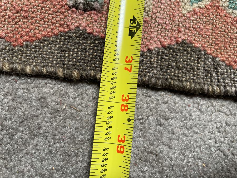 Vintage Hand Knotted Wool Geometric Pattern Kilim Area Rug 37.5 X 60 [Photo 5]