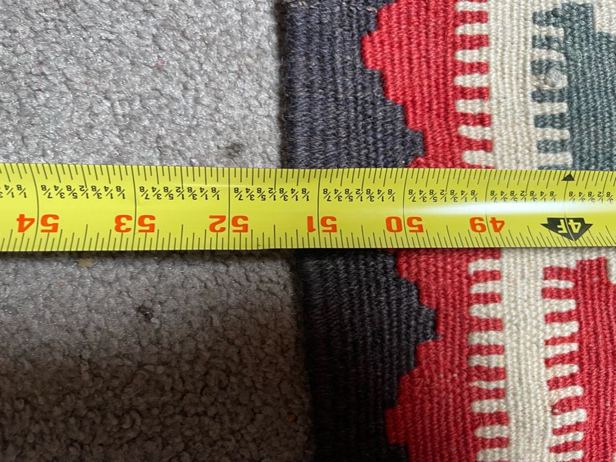 Stunning Vintage Fine Hand Knotted Wool Geometric Pattern Kilim Area Rug 51.5” X 73” [Photo 7]