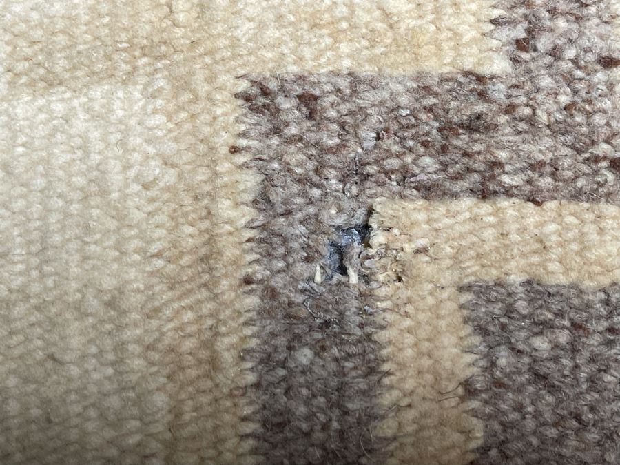 Old Native American Navajo Blanket Rug - (Note Condition: Has Wax From Candles And Several Small Holes) 22.5 X 40  [Photo 6]