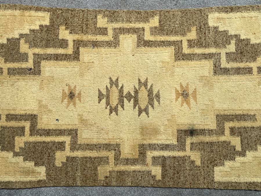 Old Native American Navajo Blanket Rug - (Note Condition: Has Wax From Candles And Several Small Holes) 22.5 X 40  [Photo 10]