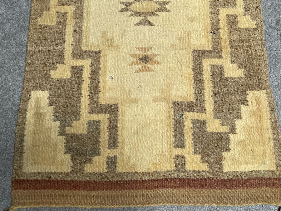 Old Native American Navajo Blanket Rug - (Note Condition: Has Wax From Candles And Several Small Holes) 22.5 X 40  [Photo 4]