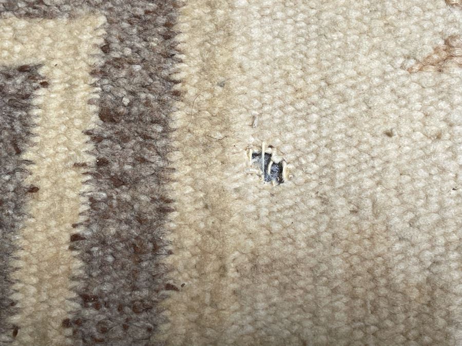 Old Native American Navajo Blanket Rug - (Note Condition: Has Wax From Candles And Several Small Holes) 22.5 X 40  [Photo 5]