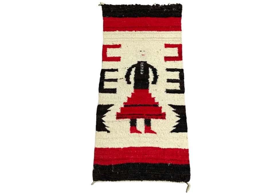 Small Vintage Native American Navajo Weaving Rug Textile 14 X 29