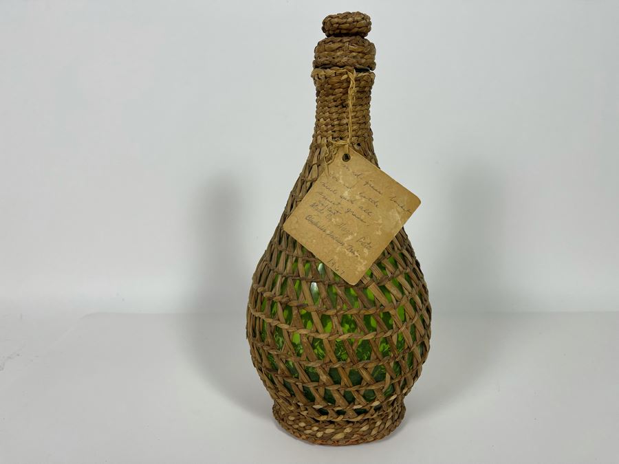Vintage 1967 Chehalis Indian Tribe Basketed Bottle By Hazel Pete 13H Retailed $148 [Photo 4]