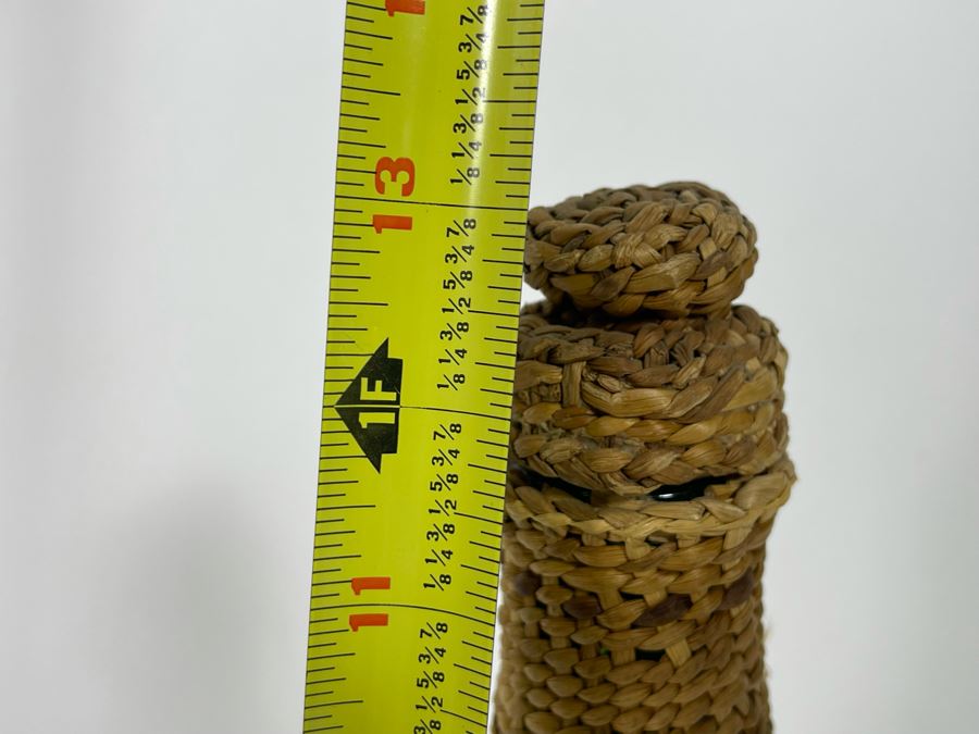 Vintage 1967 Chehalis Indian Tribe Basketed Bottle By Hazel Pete 13H Retailed $148 [Photo 12]