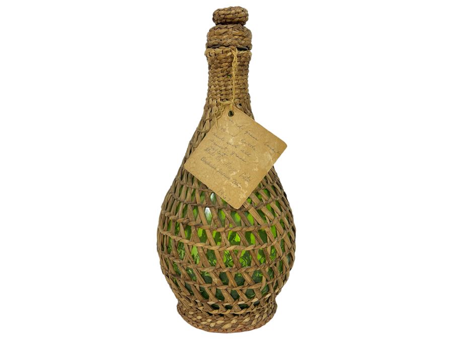 Vintage 1967 Chehalis Indian Tribe Basketed Bottle By Hazel Pete 13H Retailed $148 [Photo 1]