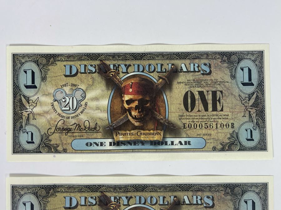 (4) Vintage 2007 Series $1 Disney Dollars Pirates Of The Caribbean The Curse Of The Black Pearl [Photo 3]
