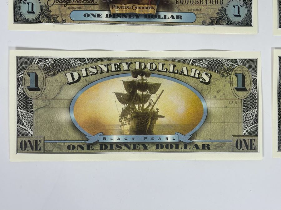 (4) Vintage 2007 Series $1 Disney Dollars Pirates Of The Caribbean The Curse Of The Black Pearl [Photo 7]