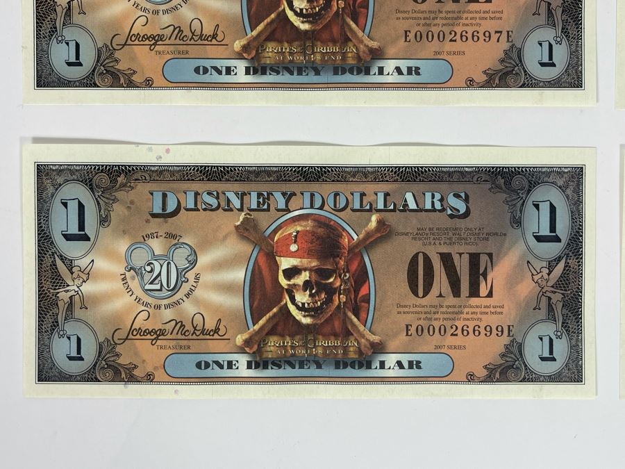 (4) Vintage 2007 Series $1 Disney Dollars Pirates Of The Caribbean At World’s End [Photo 4]