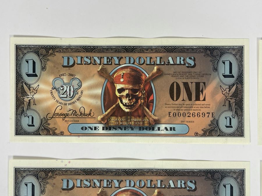 (4) Vintage 2007 Series $1 Disney Dollars Pirates Of The Caribbean At World’s End [Photo 3]