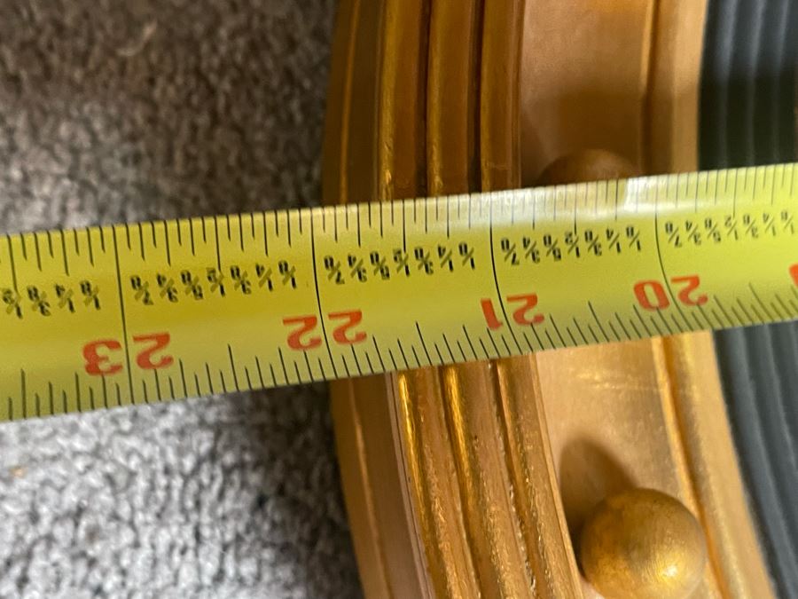 Vintage Gilt Wooden Convex Wall Mirror With Golden Eagle Finial 22 X 36 [Photo 15]