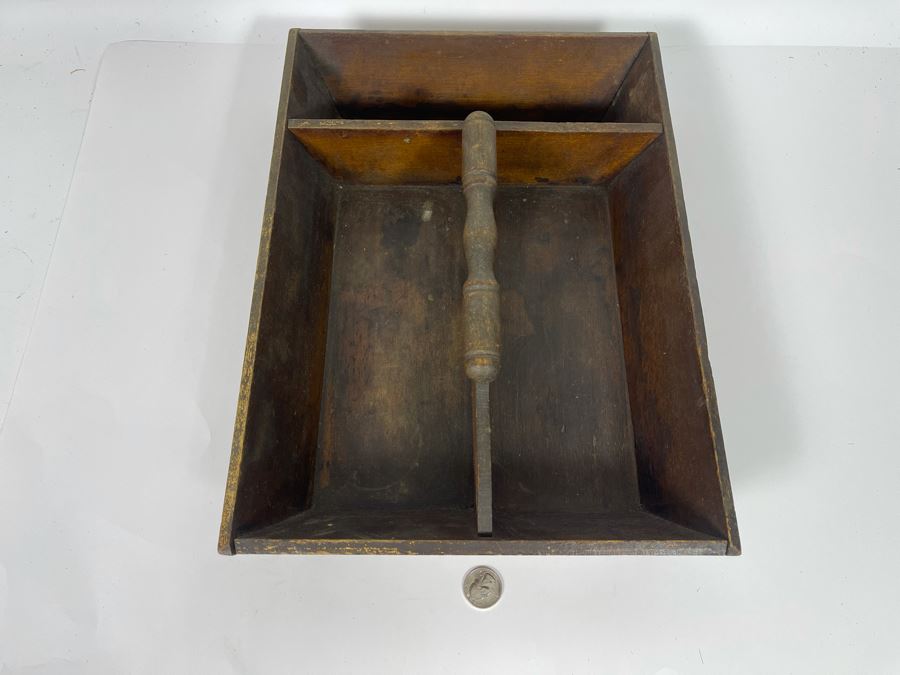 Vintage Wooden Cutlery Tray With Handle 15W X 11D X 4H [Photo 6]
