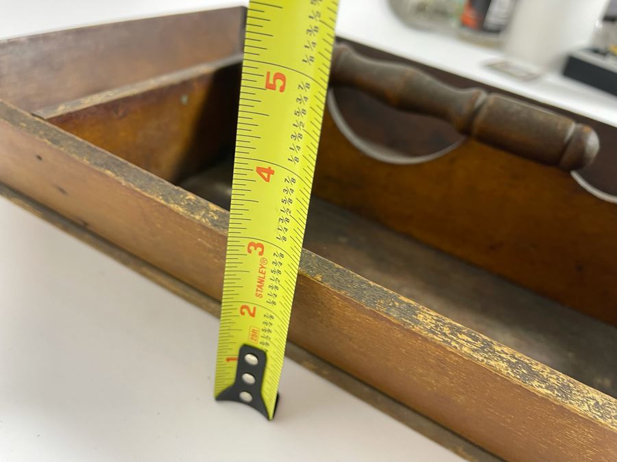 Vintage Wooden Cutlery Tray With Handle 15W X 11D X 4H [Photo 9]