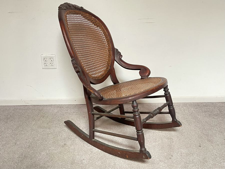 Small Vintage Cane Back / Seat Rocking Chair 23W X 29D X 34H [Photo 2]