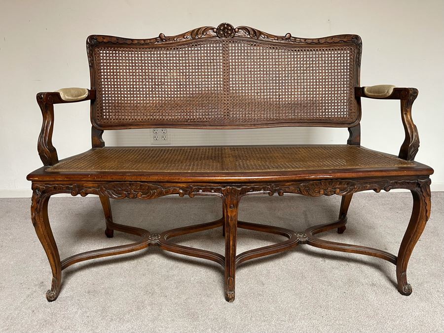 Vintage Century Chair Company Wooden Cane Back / Seat Settee Bench 50W X 19D X 37H [Photo 3]