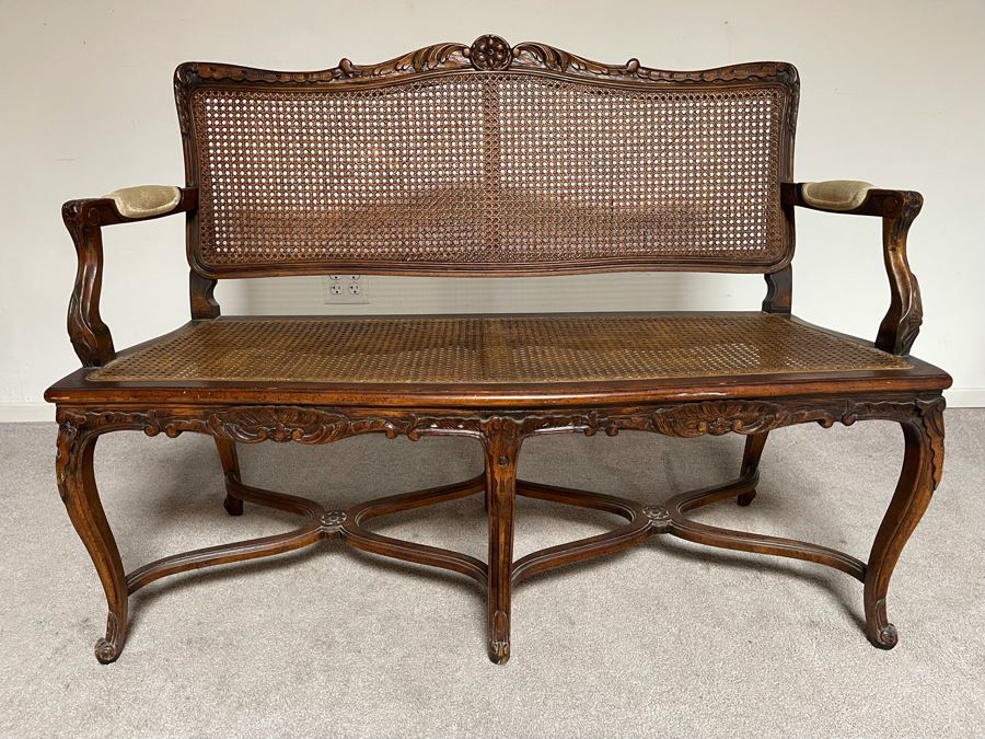 Vintage Century Chair Company Wooden Cane Back / Seat Settee Bench 50W X 19D X 37H [Photo 4]