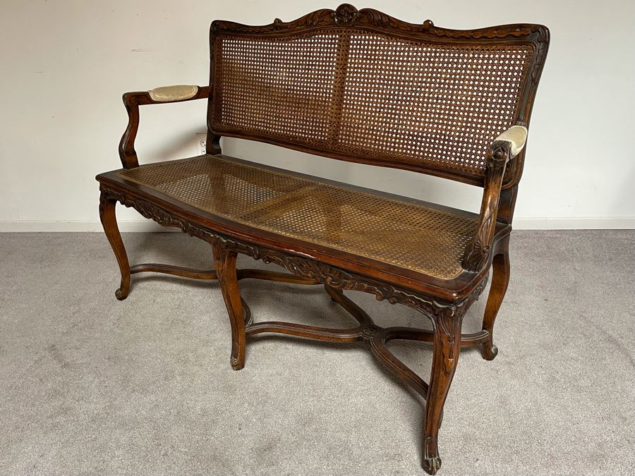 Vintage Century Chair Company Wooden Cane Back / Seat Settee Bench 50W X 19D X 37H [Photo 9]