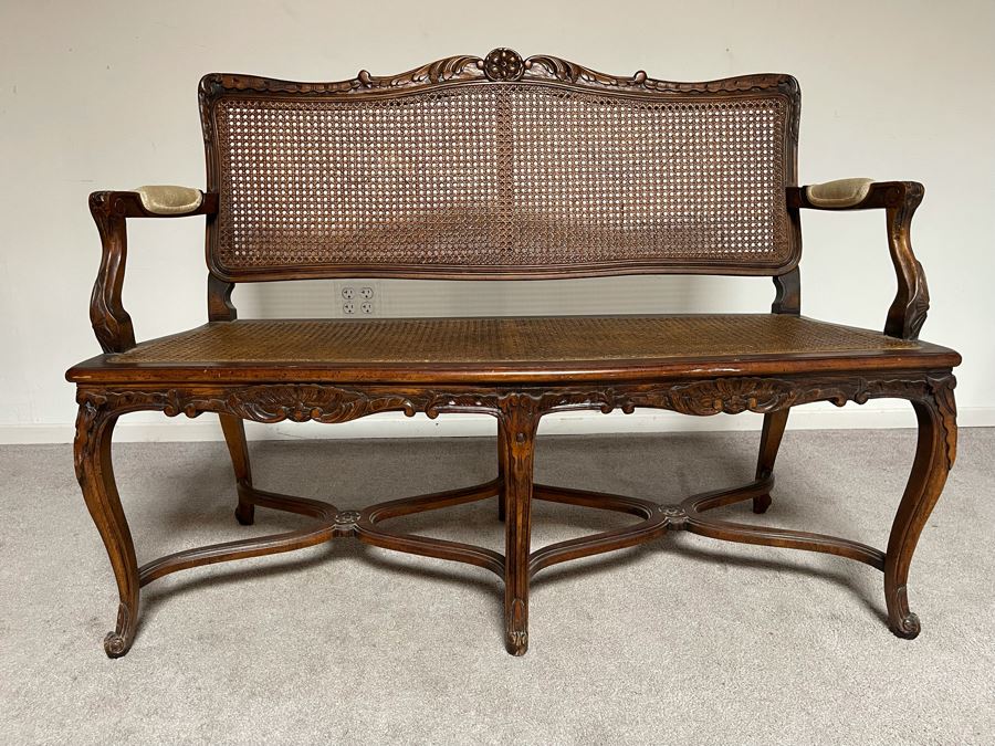 Vintage Century Chair Company Wooden Cane Back / Seat Settee Bench 50W X 19D X 37H [Photo 2]