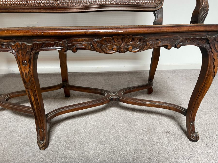Vintage Century Chair Company Wooden Cane Back / Seat Settee Bench 50W X 19D X 37H [Photo 7]