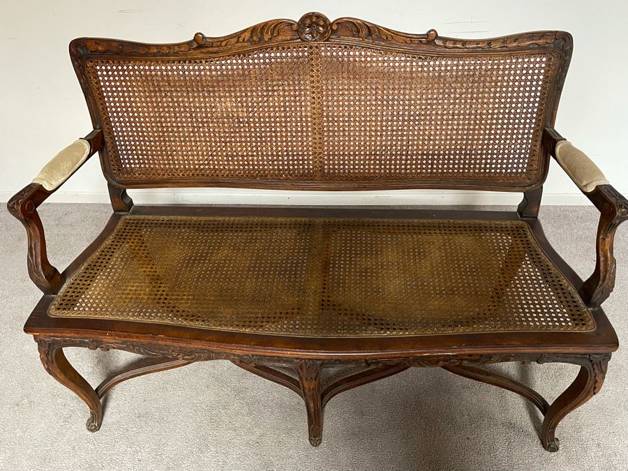 Vintage Century Chair Company Wooden Cane Back / Seat Settee Bench 50W X 19D X 37H [Photo 8]