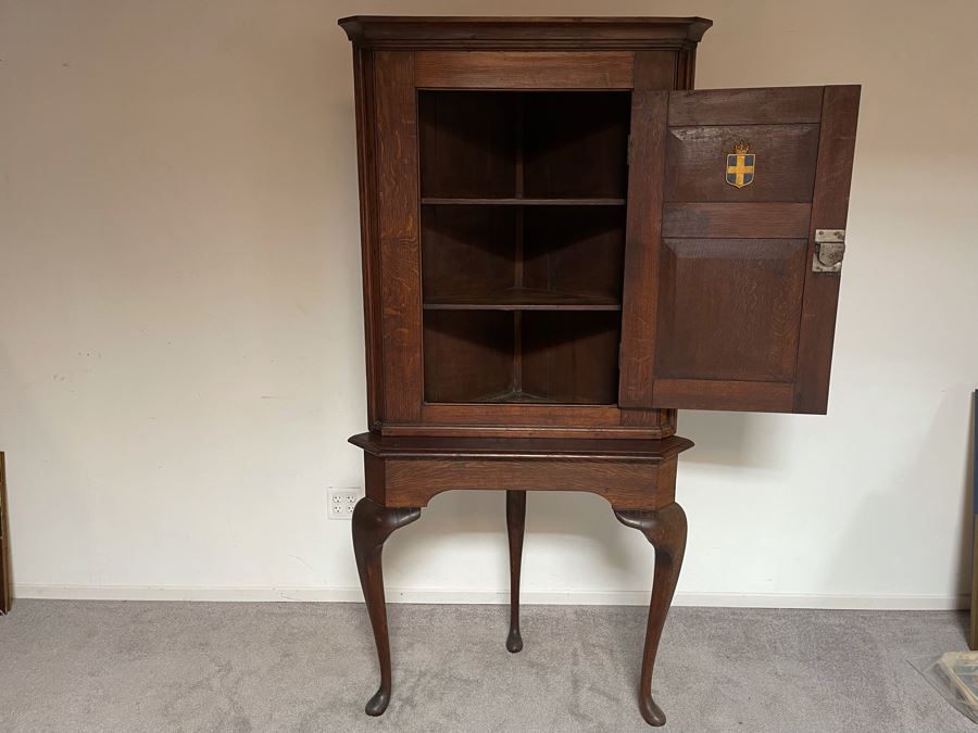 Antique Two-Piece Wooden Corner Cabinet 37W X 23D X 74H [Photo 8]