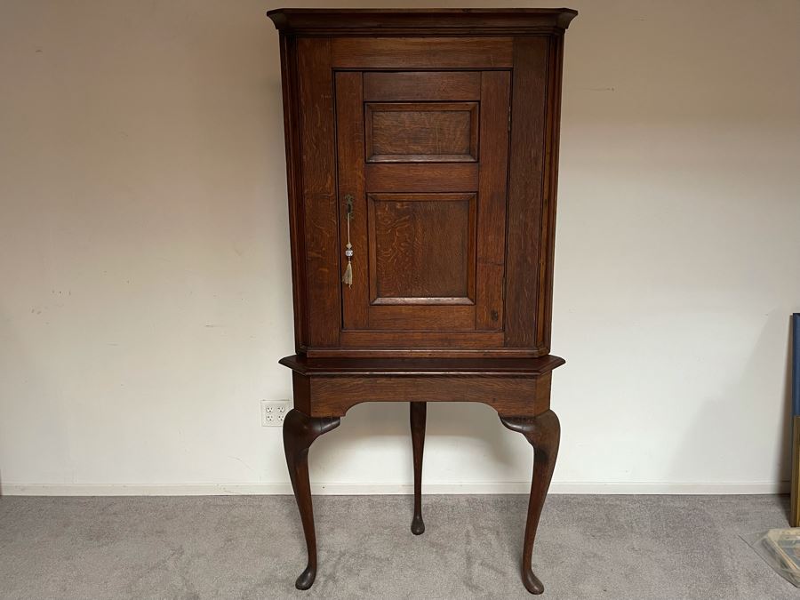 Antique Two-Piece Wooden Corner Cabinet 37W X 23D X 74H [Photo 13]