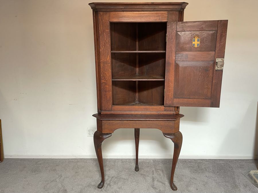 Antique Two-Piece Wooden Corner Cabinet 37W X 23D X 74H [Photo 7]