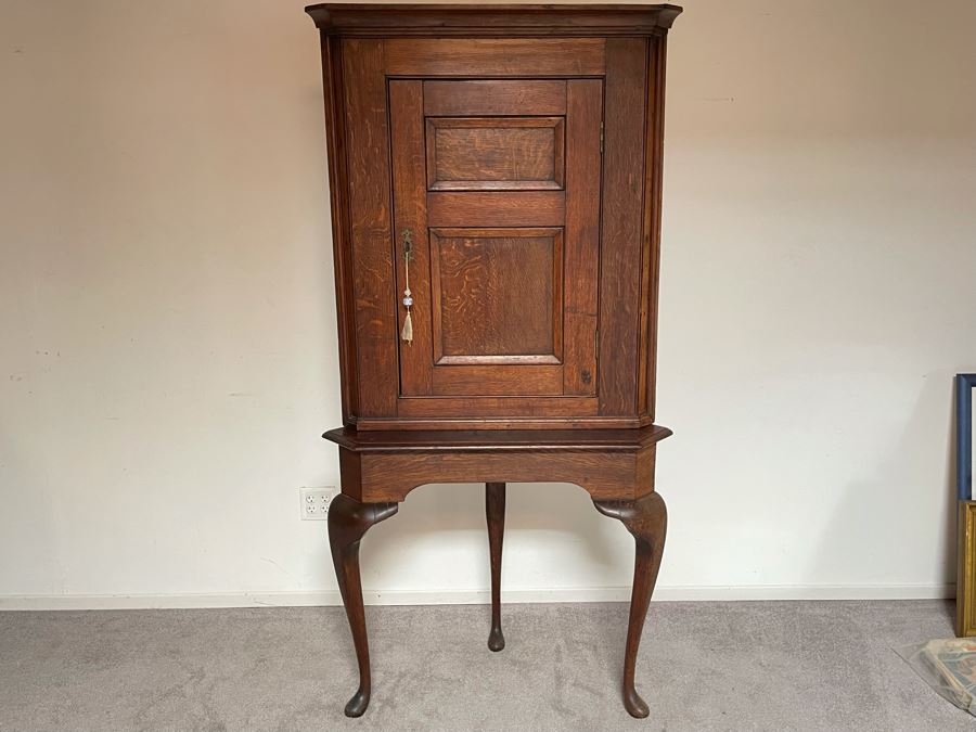 Antique Two-Piece Wooden Corner Cabinet 37W X 23D X 74H [Photo 5]