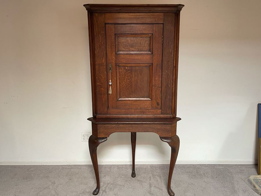 Antique Two-Piece Wooden Corner Cabinet 37W X 23D X 74H [Photo 6]
