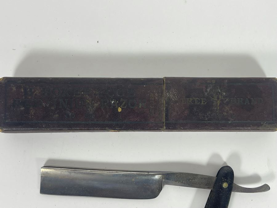 Antique English Gentleman’s Sea Captain’s Ship Pedestal Washstand With (3) Vintage Straight Razors 24W X 22D X 38H [Photo 15]